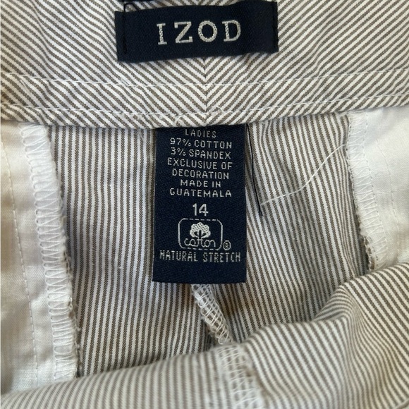 IZOD Dress Pants Women’s 14 Brown and White Stripes Stretch - Picture 5 of 11